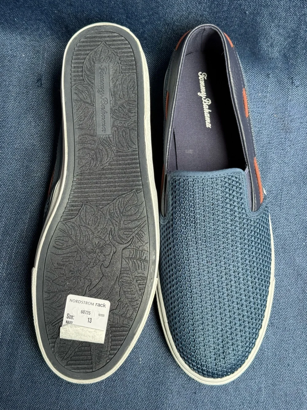 Tommy Bahama Exodus Mesh Slip On Loafer Shoes Navy Blue Boat Sneakers Men  13